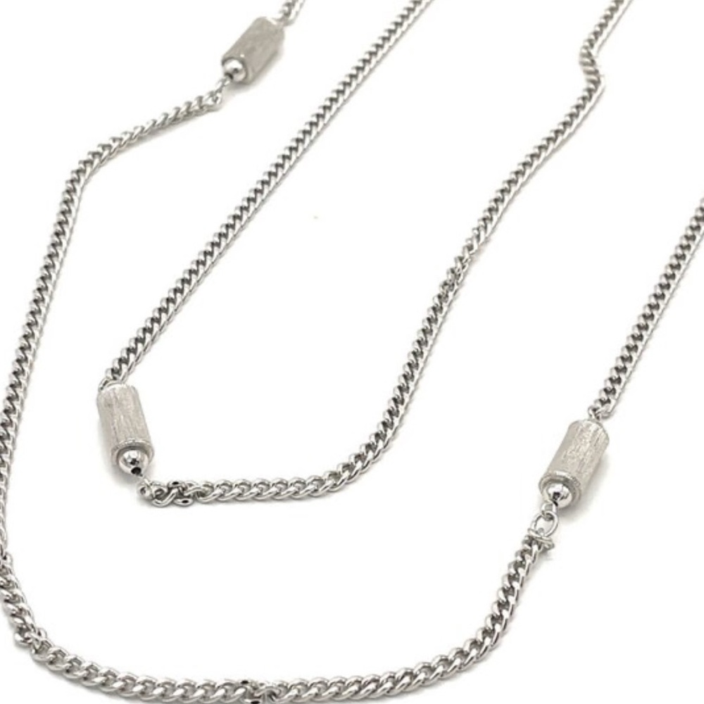 Vintage Monet Silver Tone Long Necklace / Extra Long Rope. 54”